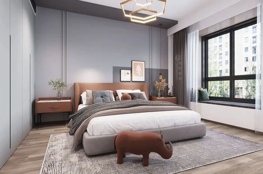 魯班裝(zhuāng)飾群賢道九号140平米現代簡約溫馨風格——主卧效果圖設計 魯班裝(zhuāng)飾群賢道九号140平米現代簡約溫馨風格——主卧效果圖設計