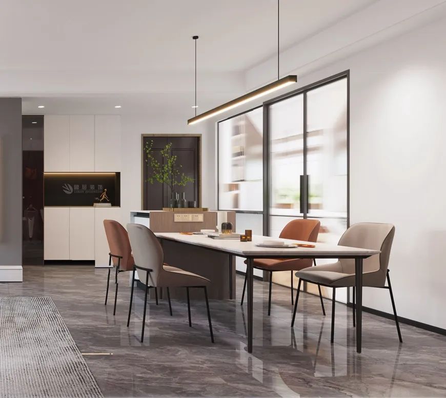 魯班裝(zhuāng)飾群賢道九号140平米現代簡約溫馨風格——餐廳效果圖設計 魯班裝(zhuāng)飾群賢道九号140平米現代簡約溫馨風格——餐廳效果圖設計