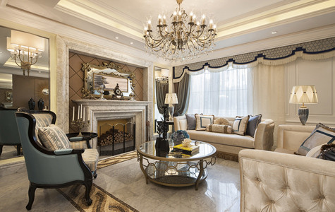 魯班裝(zhuāng)飾​金地湖(hú)城大境法式195平米複式​