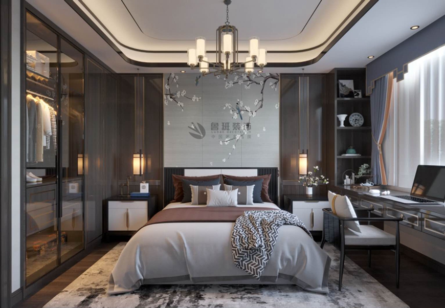 西安(ān)魯班裝(zhuāng)飾出品外國(guó)語大學(xué)家屬院160平米新(xīn)中(zhōng)式王小(xiǎo)龍主筆(bǐ)設計——次卧設計效果圖